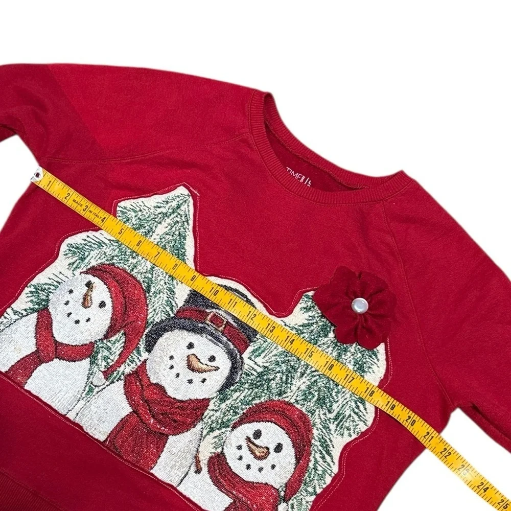 Upcycled Snowman Sweatshirt with Floral Detail - Picture 11 of 12